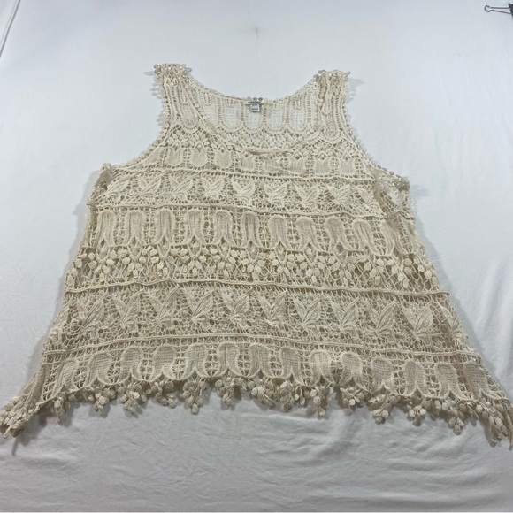 Soho Lady Boho Indian Crochet Vest Fringe Women’s one size cream beige - Picture 4 of 7